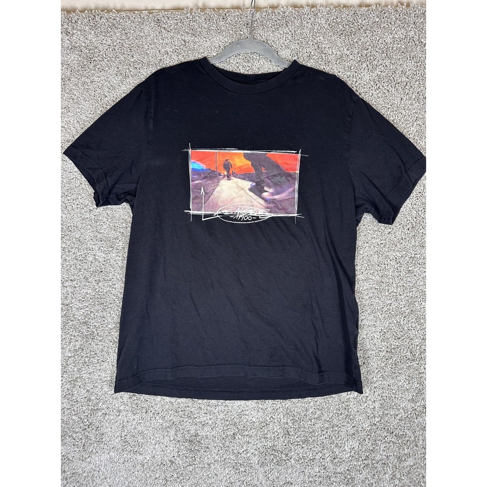 H&M Graphic Crew Neck Regular Fit T Shirt Sz L Black Cotton Pullover‎ Whimsygoth